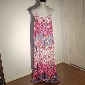 Forever 21 Maxi Colorful Pattern, Sleeveless Dress, Size: L